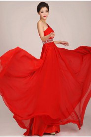 Chiffon  Floor Length A-Line Dress with Crystals