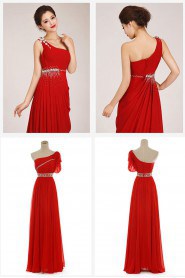 Chiffon  Floor Length A-Line Dress with Crystals