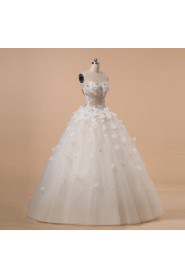 Net and Satin Strapless Ball Gown with Crystal