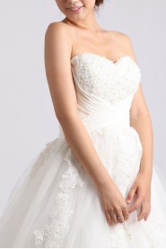 Organza Strapless Ball Gown with Crystal