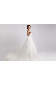 Organza Strapless Ball Gown with Crystal