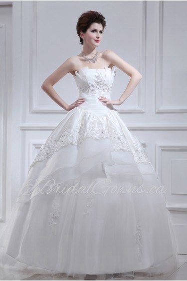 Organza Strapless Floor Length Ball Gown