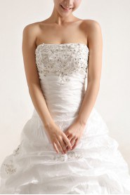 Taffeta Strapless Ball Gown with Sequins