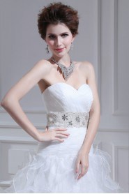 Organza Strapless Floor Length Ball Gown with Crystal