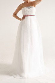 Organza Strapless Floor Length Empire Gown with Sequins