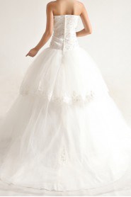 Lace Strapless Ball Gown with Crystal