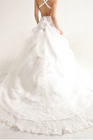 Organza Strapless Cathedral Train Ball Gown with Sequins