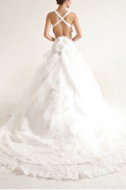 Organza Strapless Cathedral Train Ball Gown with Sequins