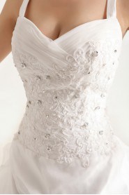 Organza Strapless Cathedral Train Ball Gown with Sequins