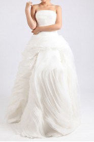 Organza Strapless Floor Length Ball Gown with Crystal