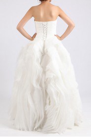 Organza Strapless Floor Length Ball Gown with Crystal