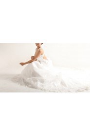 Organza Strapless Floor Length Ball Gown with Crystal