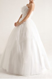 Organza Strapless Floor Length Ball Gown with Pearls