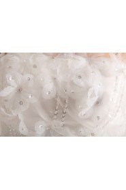 Organza Strapless Floor Length Ball Gown with Pearls