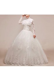 Net and Satin Sweetheart Floor Length Ball Gown