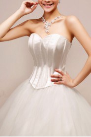 Net and Satin Sweetheart Floor Length Ball Gown