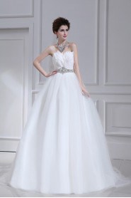 Organza Strapless Ball Gown with Crystal