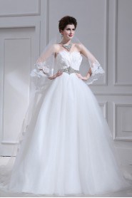 Organza Strapless Ball Gown with Crystal