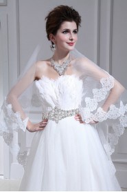 Organza Strapless Ball Gown with Crystal