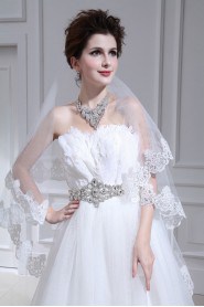 Organza Strapless Ball Gown with Crystal