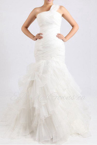 Organza One Shoulder Mermaid Gown