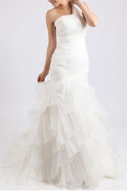 Organza One Shoulder Mermaid Gown