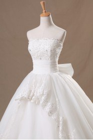 Organza Strapless Ball Gown with Crystal