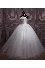 Net Strapless Floor Length Ball Gown with Sequins