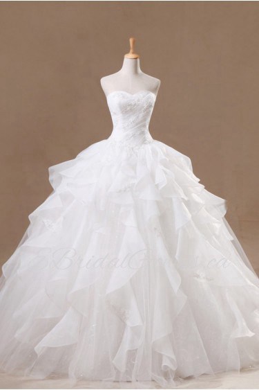 Organza Sweetheart Floor Length Ball Gown with Pearls