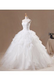 Organza Sweetheart Floor Length Ball Gown with Pearls