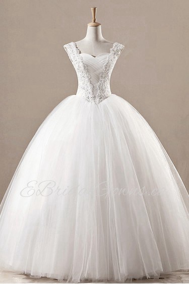 Net Straps Neckline Floor Length Ball Gown with Sequins