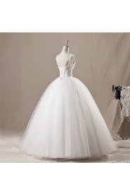 Net Straps Neckline Floor Length Ball Gown with Sequins