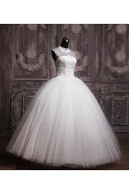 Organza Jewel Neckline Floor Length Ball Gown with Sequins