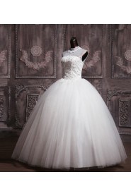 Organza Jewel Neckline Floor Length Ball Gown with Sequins