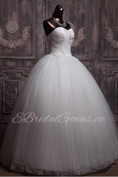 Net Sweetheart Floor Length Ball Gown with Sequins