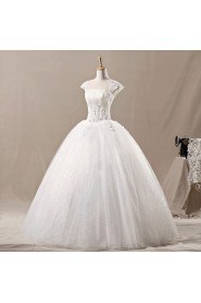 Net Strapless Floor Length Ball Gown with Sequins