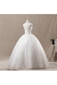 Net Strapless Floor Length Ball Gown with Sequins