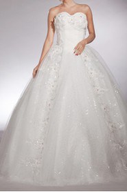 Net Sweetheart Floor Length Ball Gown with Sequins