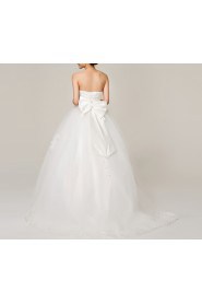 Satin Strapless Ball Gown with Sequins