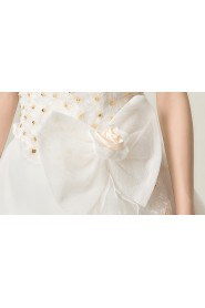 Satin Strapless Ball Gown with Handmade Flowers