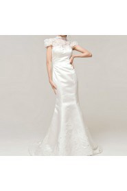 Satin High Collar Neckline Mermaid Gown with Sequins