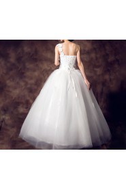 Satin One Shoulder Floor Length Ball Gown with Crystal