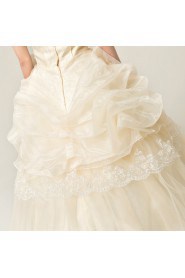 Organza Strapless Floor Length Ball Gown with Pearls