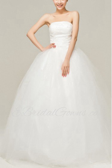 Satin Strapless Floor Length Ball Gown with Sequins