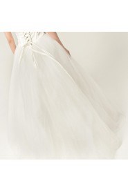 Satin Strapless Floor Length Ball Gown with Crystal