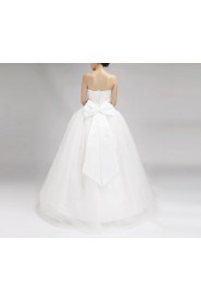 Satin Strapless Floor Length Ball Gown with Beading