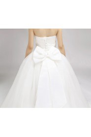 Satin Strapless Floor Length Ball Gown with Beading