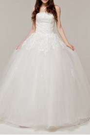 Satin Strapless Floor Length Ball Gown with Sequins