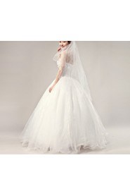 Organza Strapless Floor Length Ball Gown with Crystal