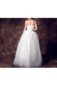 Satin Strapless Floor Length Ball Gown with Sequins